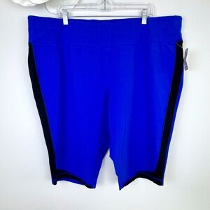 LANE BRYANT Blue Black Stretchy Active Knee Length Shorts NWT / Plus 26 - 28